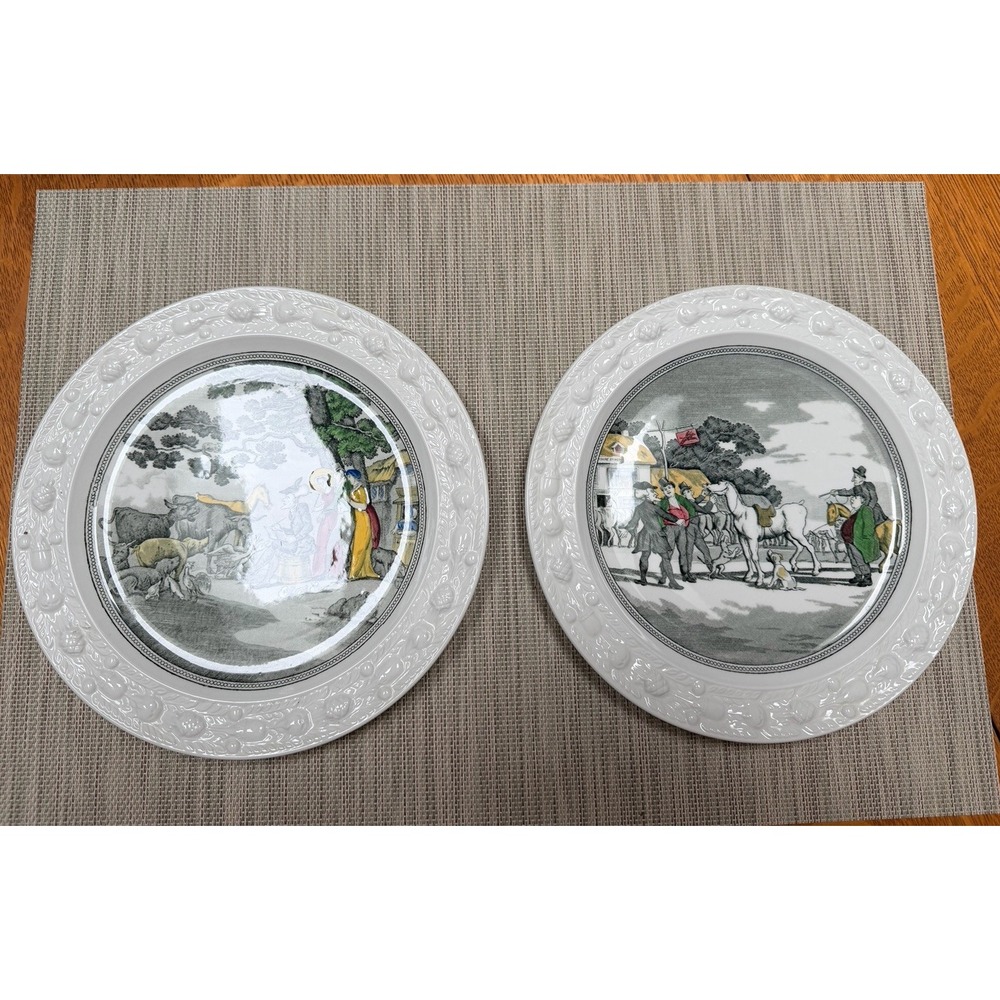 Pair Vtg Adams Dr Syntax 8.75" Plates Sells Grizzle & Drawing After Nature MINT
